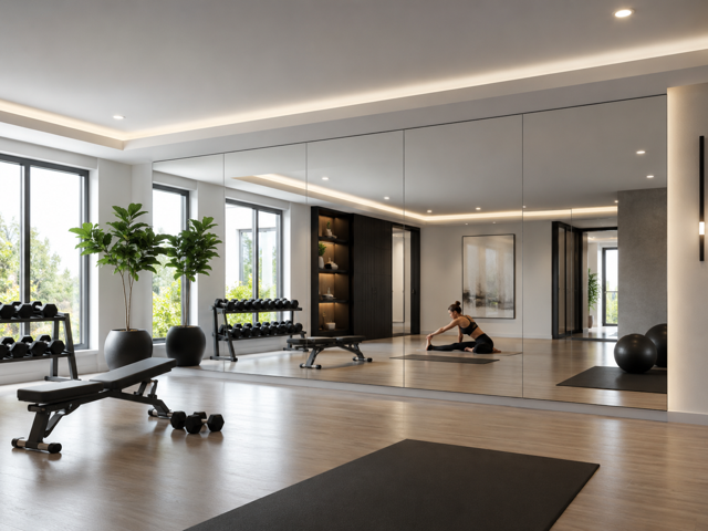 Mur miroir anti-éclats pour salle de sport